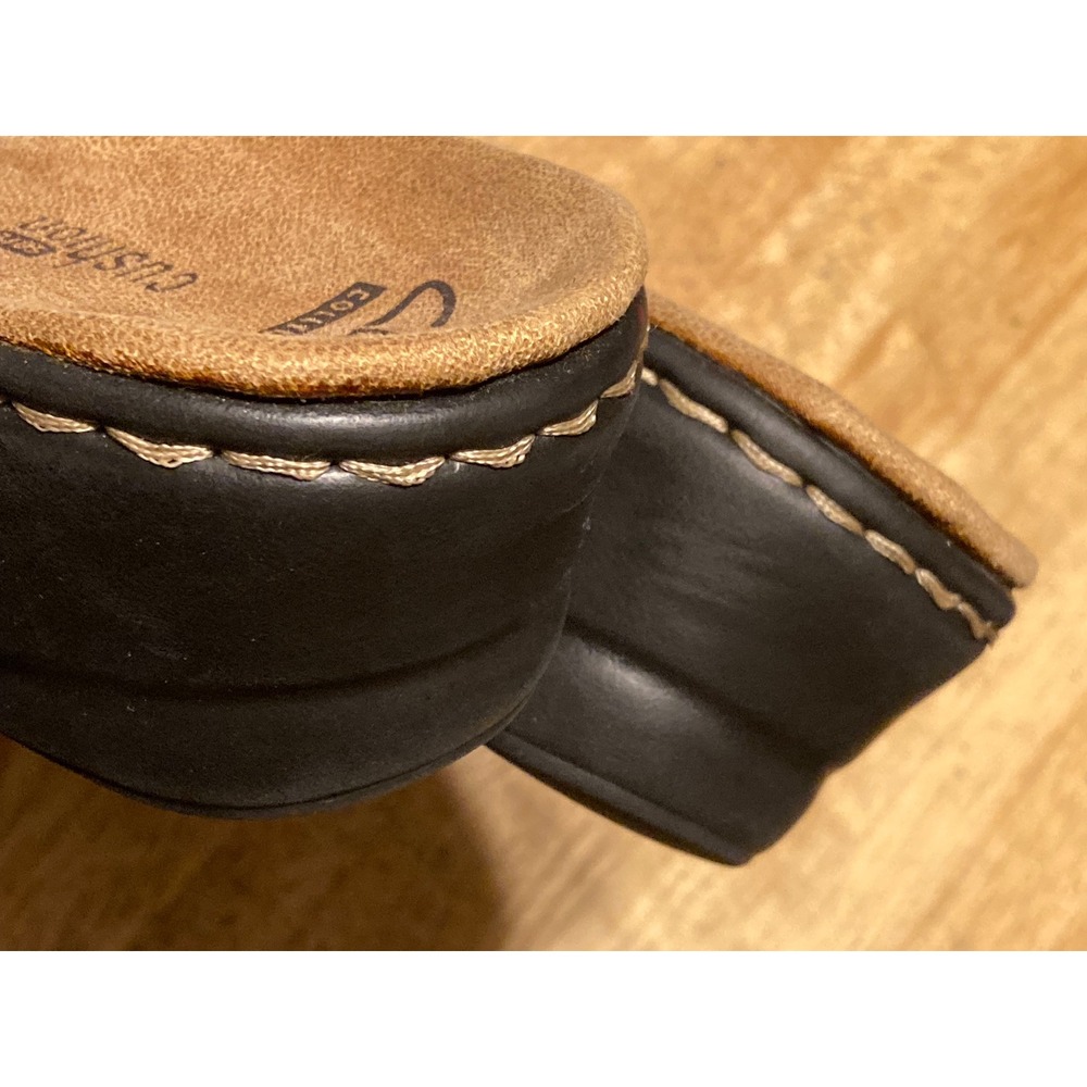 Clarks Collection Metallic Bronze Leather Strappy Wedge Slide Sandals Womens 8.5 - Picture 7 of 8